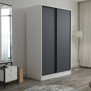 White * black wardrobe, size 120 * 220 cm-mkn029